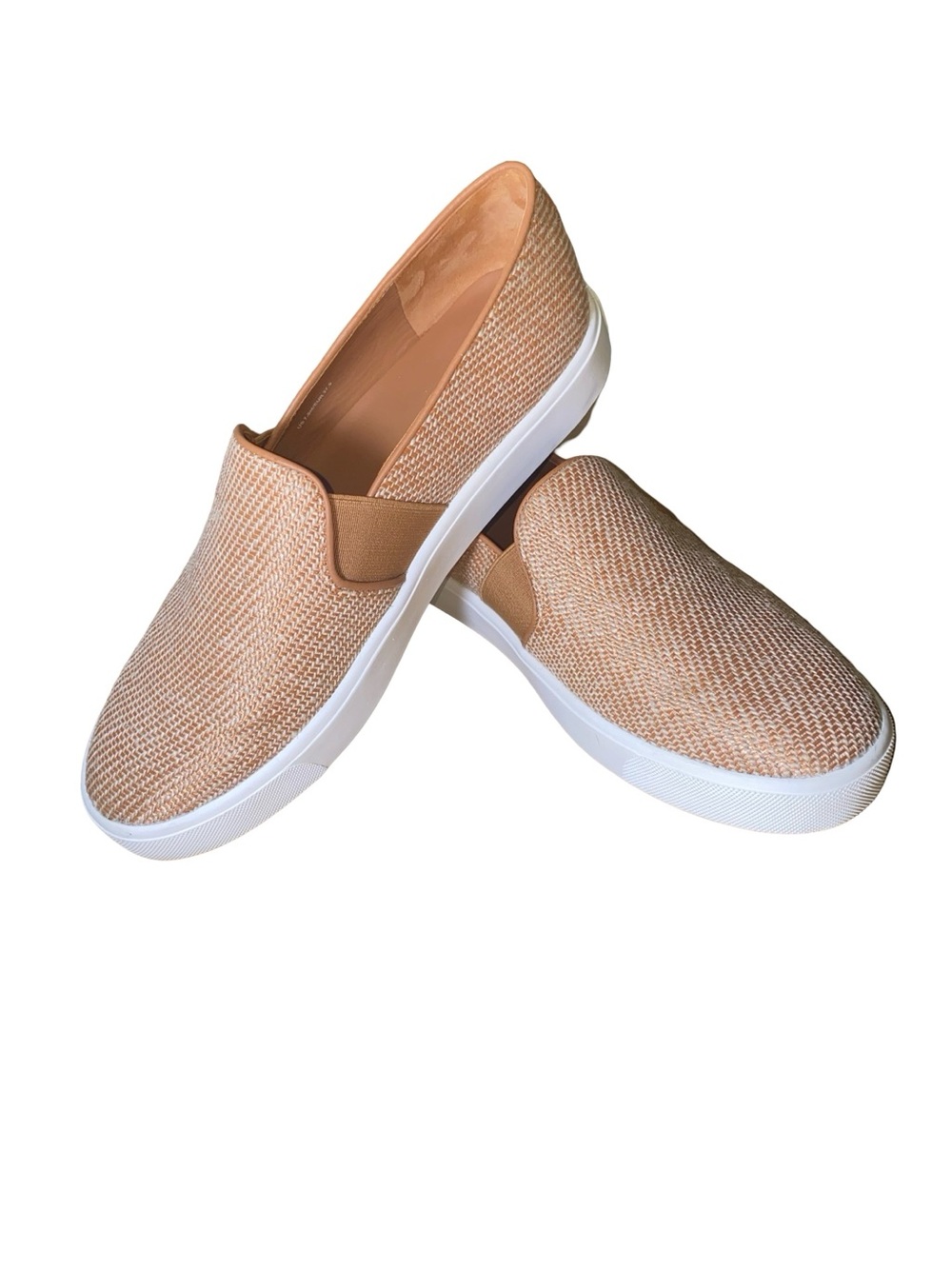 Vince Blair Woven Raffia‎ Slip On Sneakers Toasted Wheat Beige Size 7.5 M